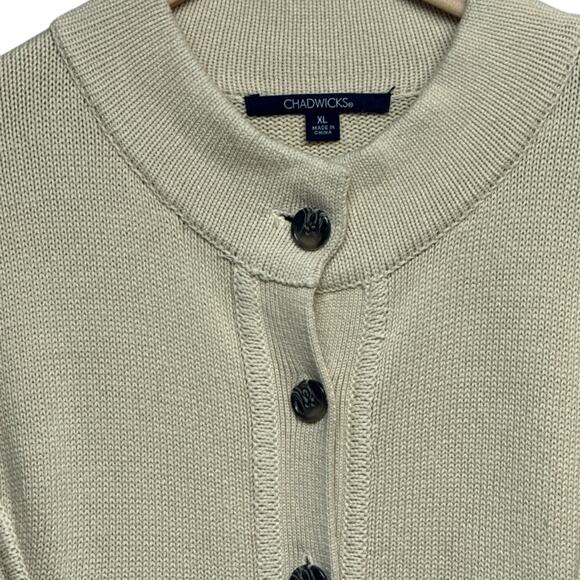 Chadwick’s 100% Cotton Butter Front Cardigan Size XL - Picture 3 of 7